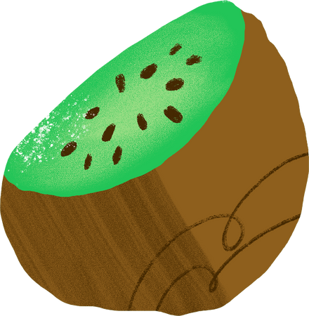 Textured Imperfect Handdrawn Kiwi