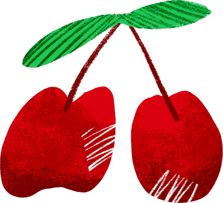 Textured Imperfect Handdrawn Cherry