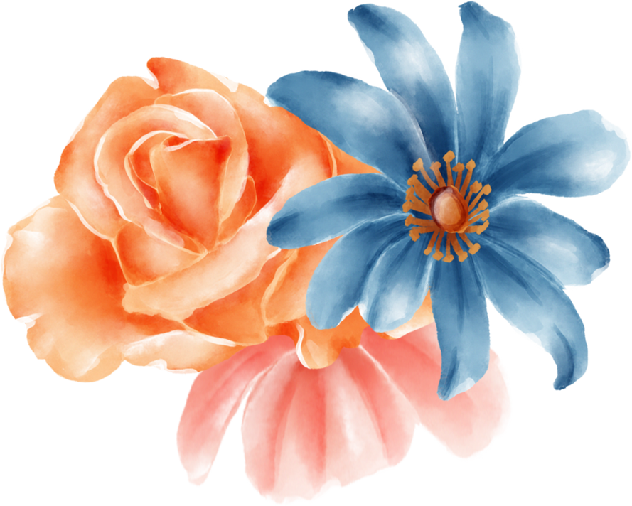 Watercolor Grouped Flowers