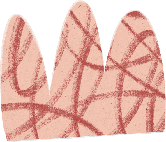 Scribbled Cream and Red Scallop Paper Cut-out