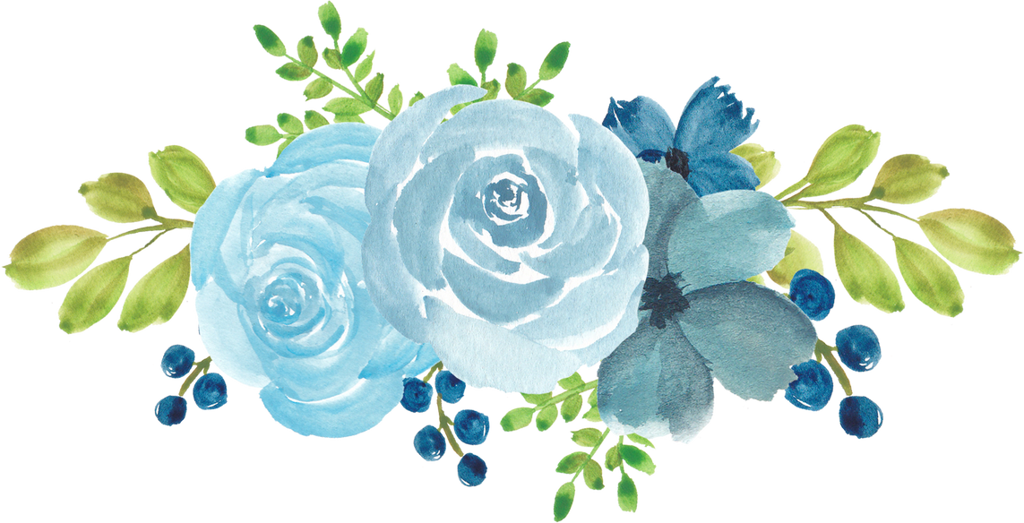 Watercolor Blue Rose Flower Arrangement Illustration