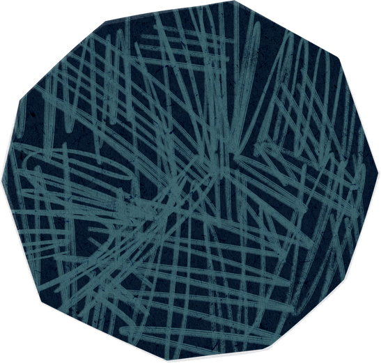 Scribbled Dark Blue and Teal Paper Cut-out