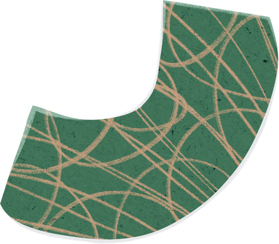 Scribbled Greeen and Cream Quarter Arched Paper Cut-out