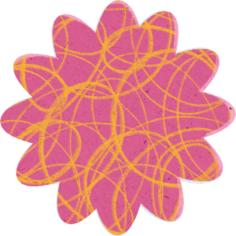 Scribbled Pink and Yellow Flower Paper Cut-out