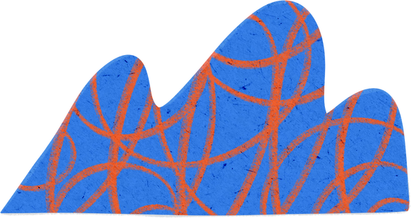 Scribbled Blue and Orange Wavy Top Paper Cut-out