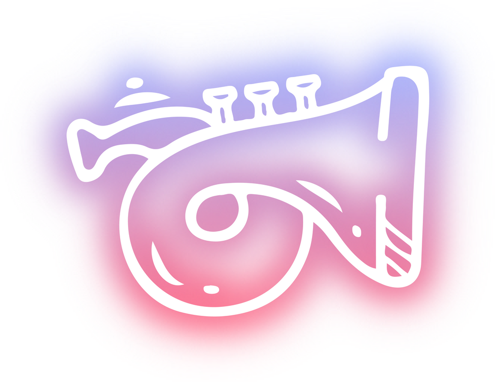 Collection of musical instrument doodles neon