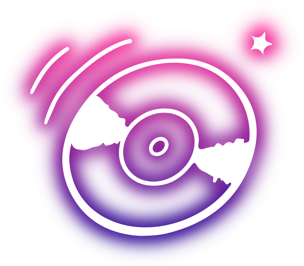 Collection of musical instrument doodles neon
